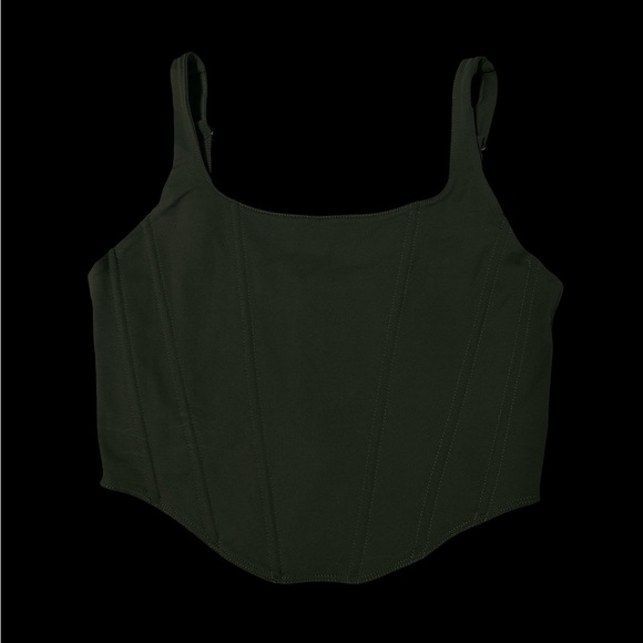Olive Green Corset zip up Top - Picture 1 of 3